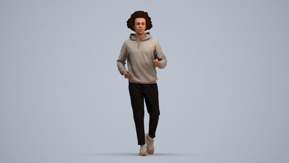 3D human model man sport, photogrammetry scanned person for archviz, standing pose render