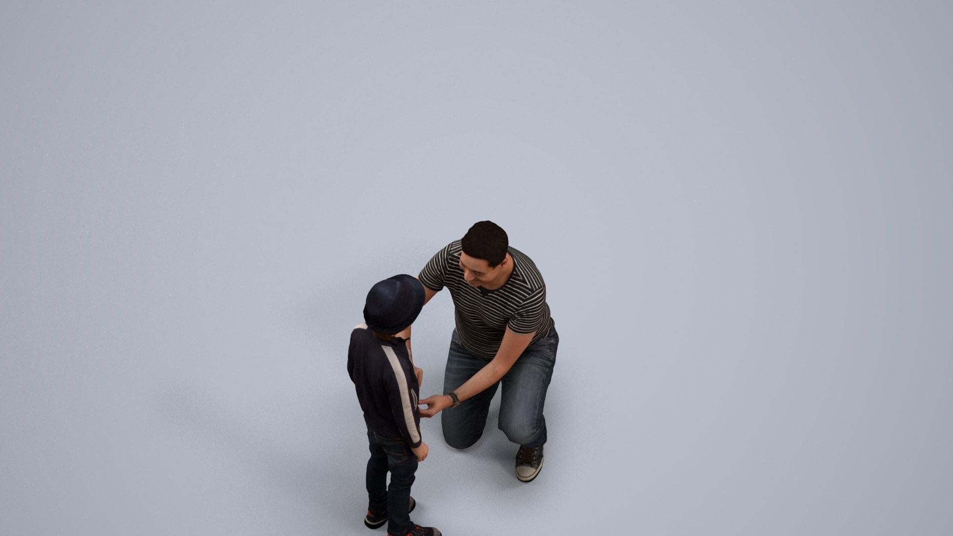 realistic 3D boy casual kids, scanned archviz people for Blender and 3ds Max, back view render