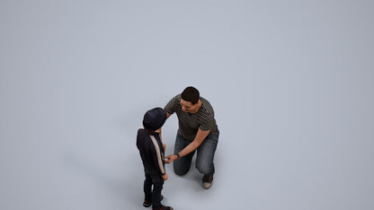 realistic 3D boy casual kids, scanned archviz people for Blender and 3ds Max, back view render