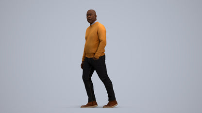 realistic 3D human man casual walking, archviz people FBX OBJ for Blender, standing pose render