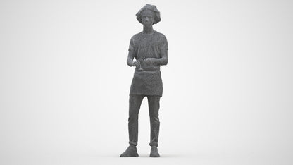 scanned 3D man hospitality, photogrammetry people for Enscape and V-Ray, three-quarter front view render