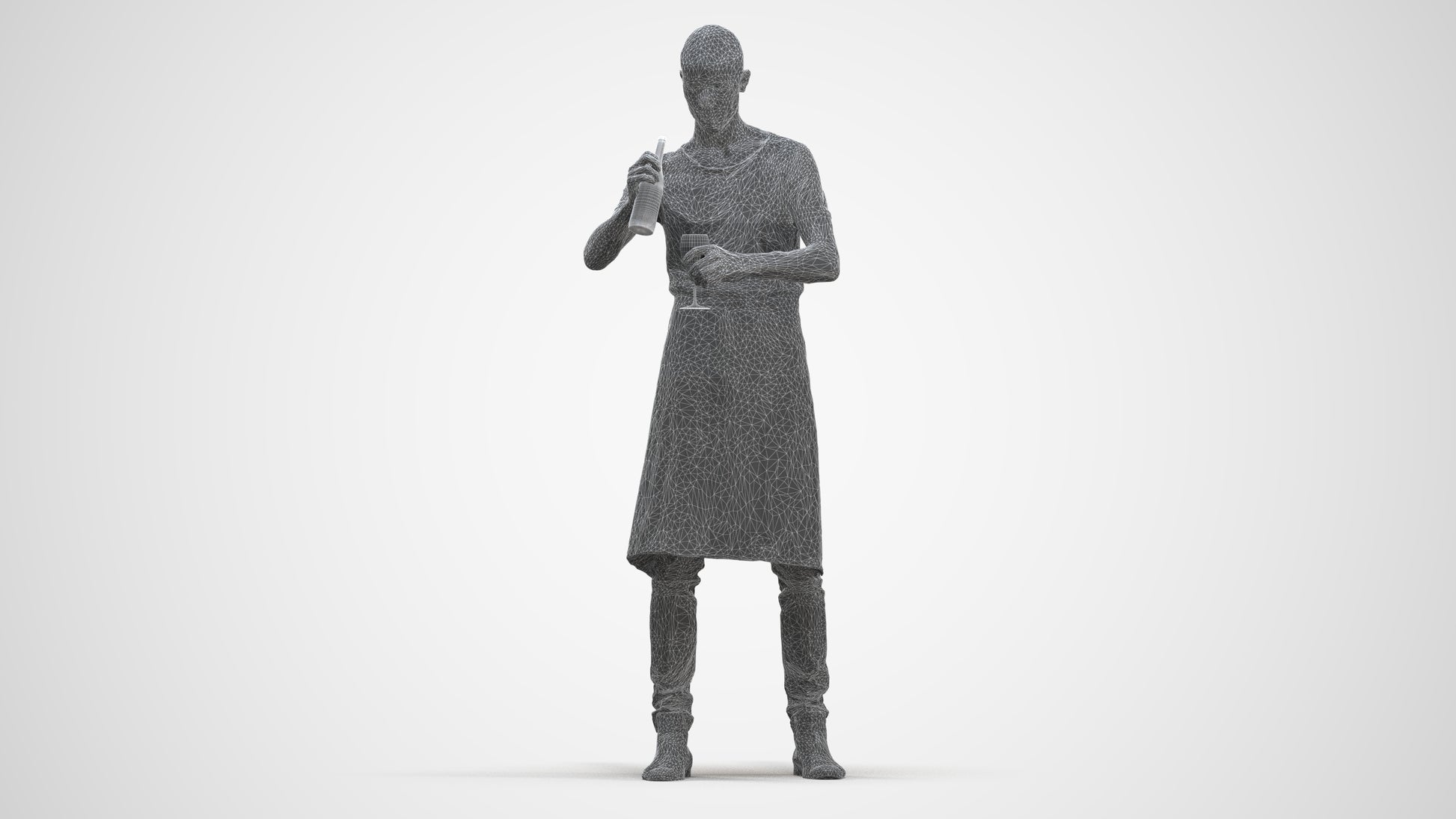 realistic 3D man hospitality, scanned archviz people for Blender and 3ds Max, three-quarter front view render