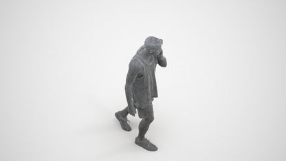 realistic 3D man casual walking, scanned archviz people for Blender and 3ds Max, wireframe three-quarter view