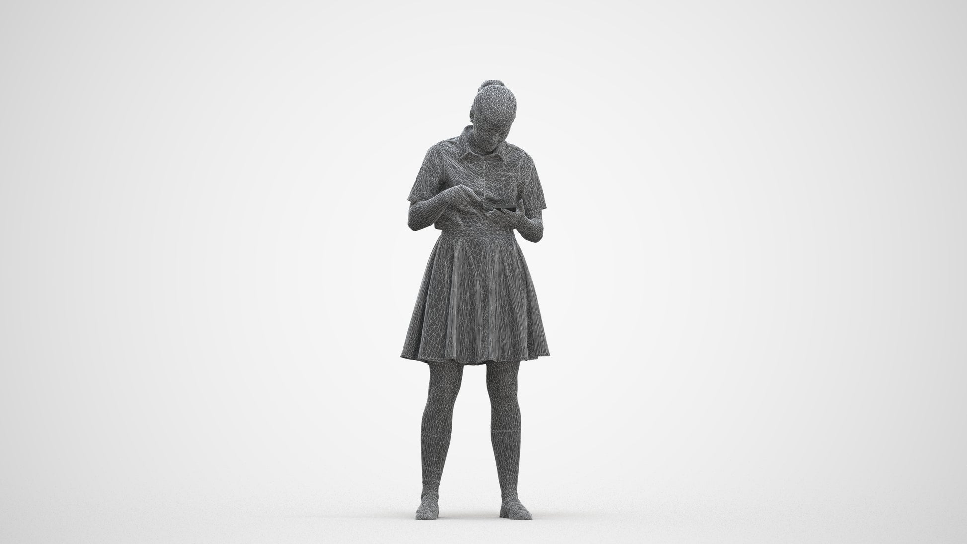 realistic 3D human girl kids, archviz people FBX OBJ for Blender, three-quarter front view render