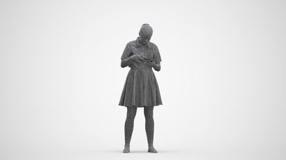 realistic 3D human girl kids, archviz people FBX OBJ for Blender, three-quarter front view render