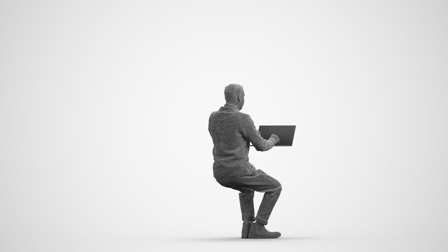 realistic 3D human man business, archviz people FBX OBJ for Blender, wireframe front view