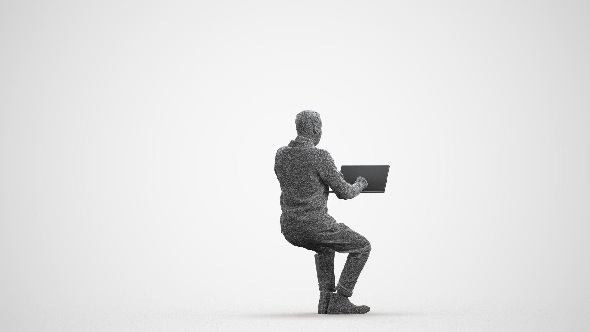 realistic 3D human man business, archviz people FBX OBJ for Blender, wireframe front view