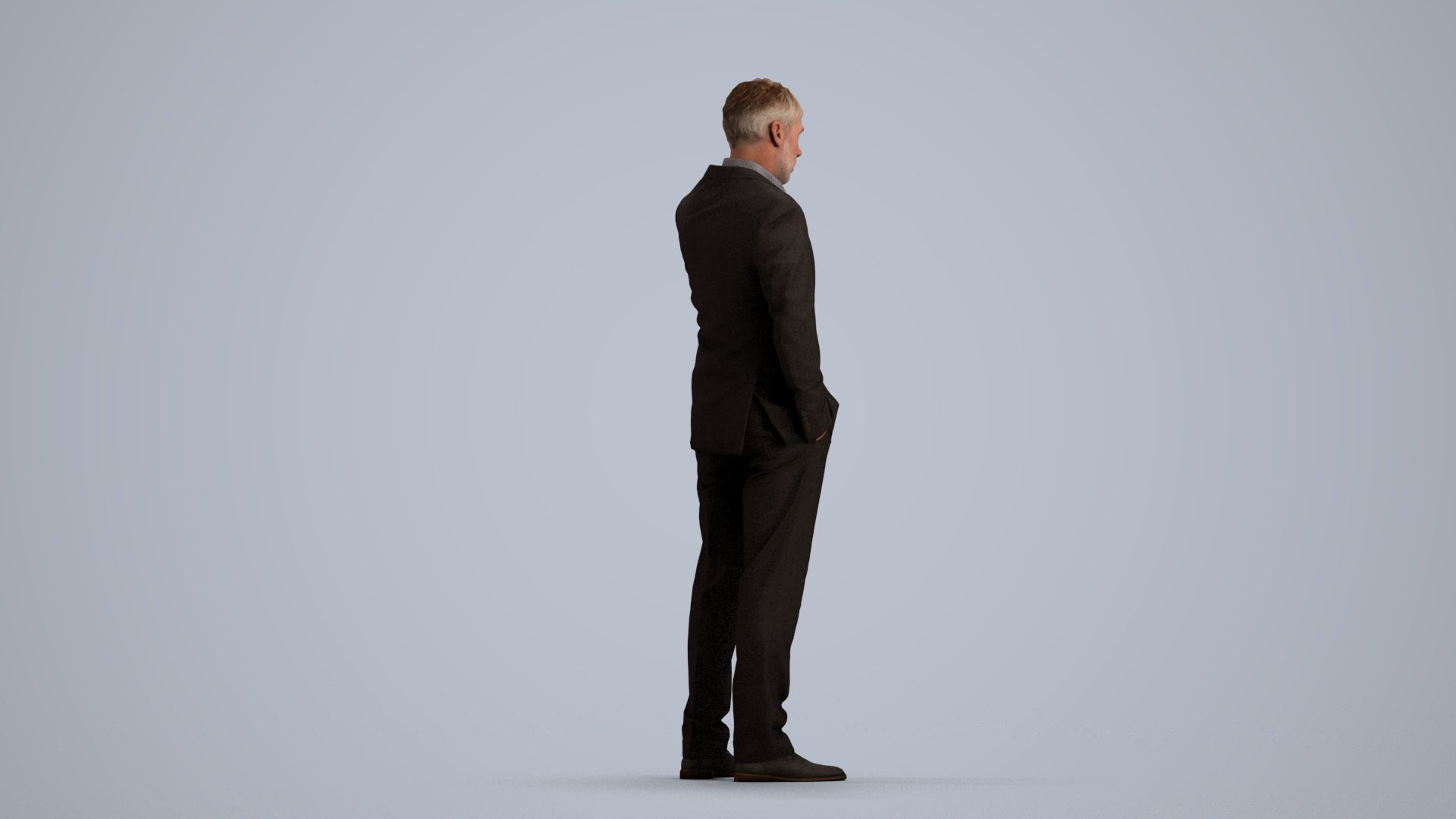 3D people model man business, scanned human for 3ds Max rendering, front view render