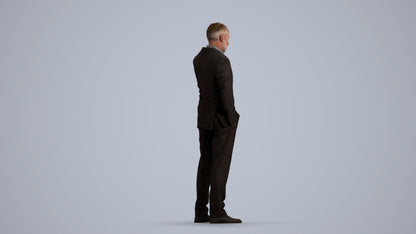 3D people model man business, scanned human for 3ds Max rendering, front view render