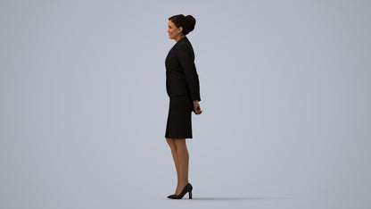 realistic 3D woman hospitality, scanned archviz people for Blender and 3ds Max, three-quarter view render