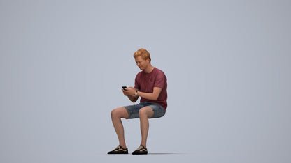 3D scanned man sitting casual, photorealistic archviz people for Enscape and SketchUp, top-down view render