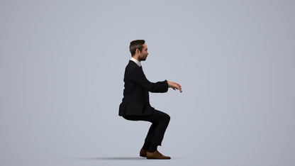 realistic 3D man formal business, scanned archviz people for Blender and 3ds Max, side view render