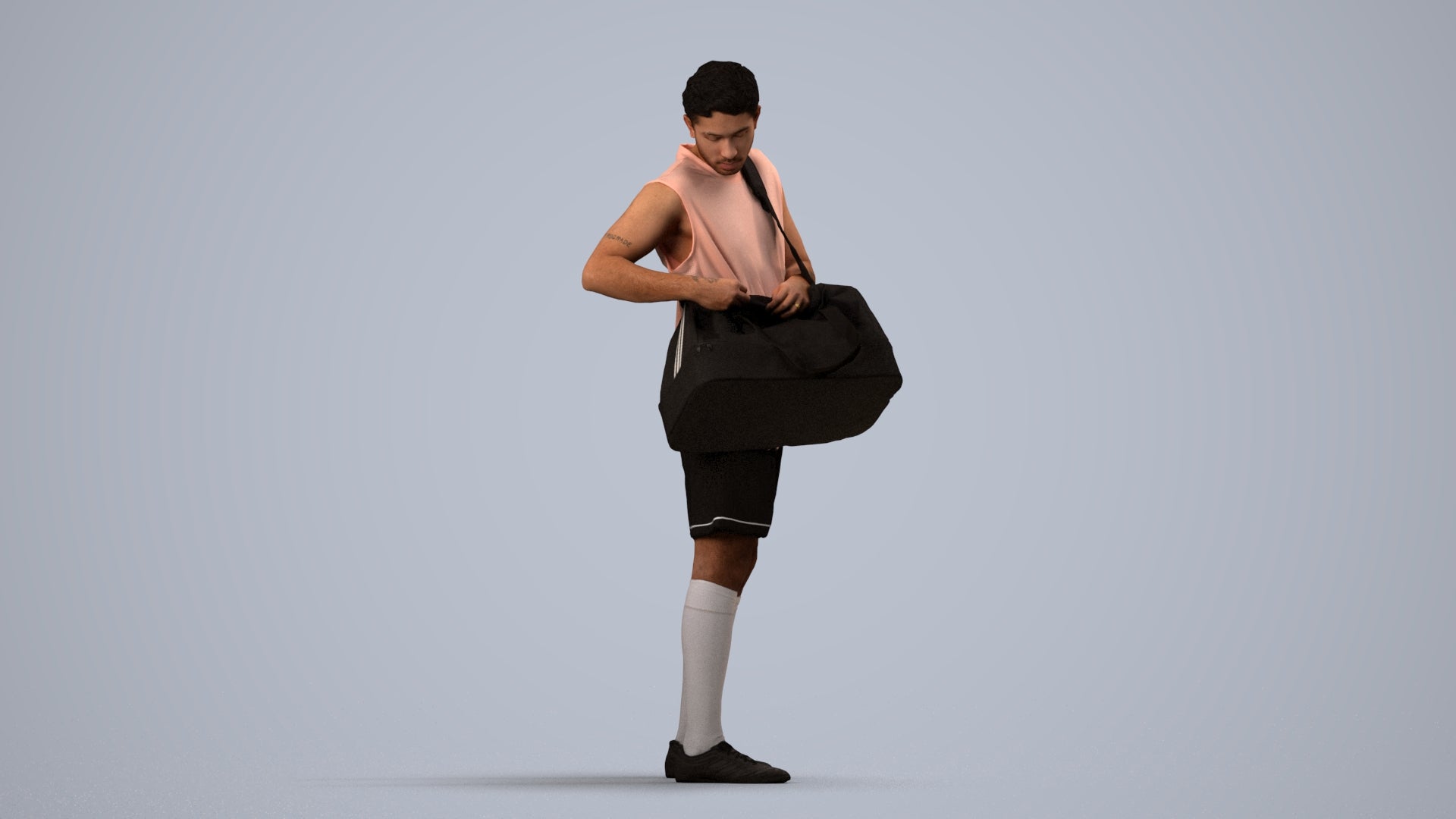3D scanned man sport, photorealistic archviz people for Enscape and SketchUp, side view render