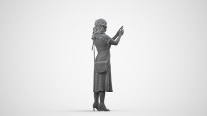 photogrammetry 3D woman casual standing, realistic human model archviz FBX, wireframe side view