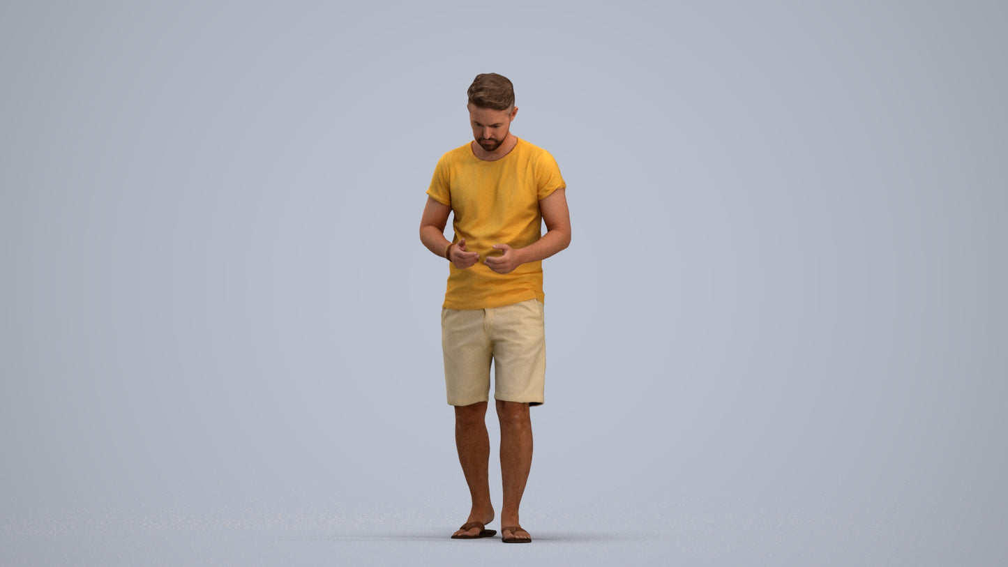 realistic 3D people man walking, render-ready for V-Ray and Corona, FBX OBJ, standing pose render