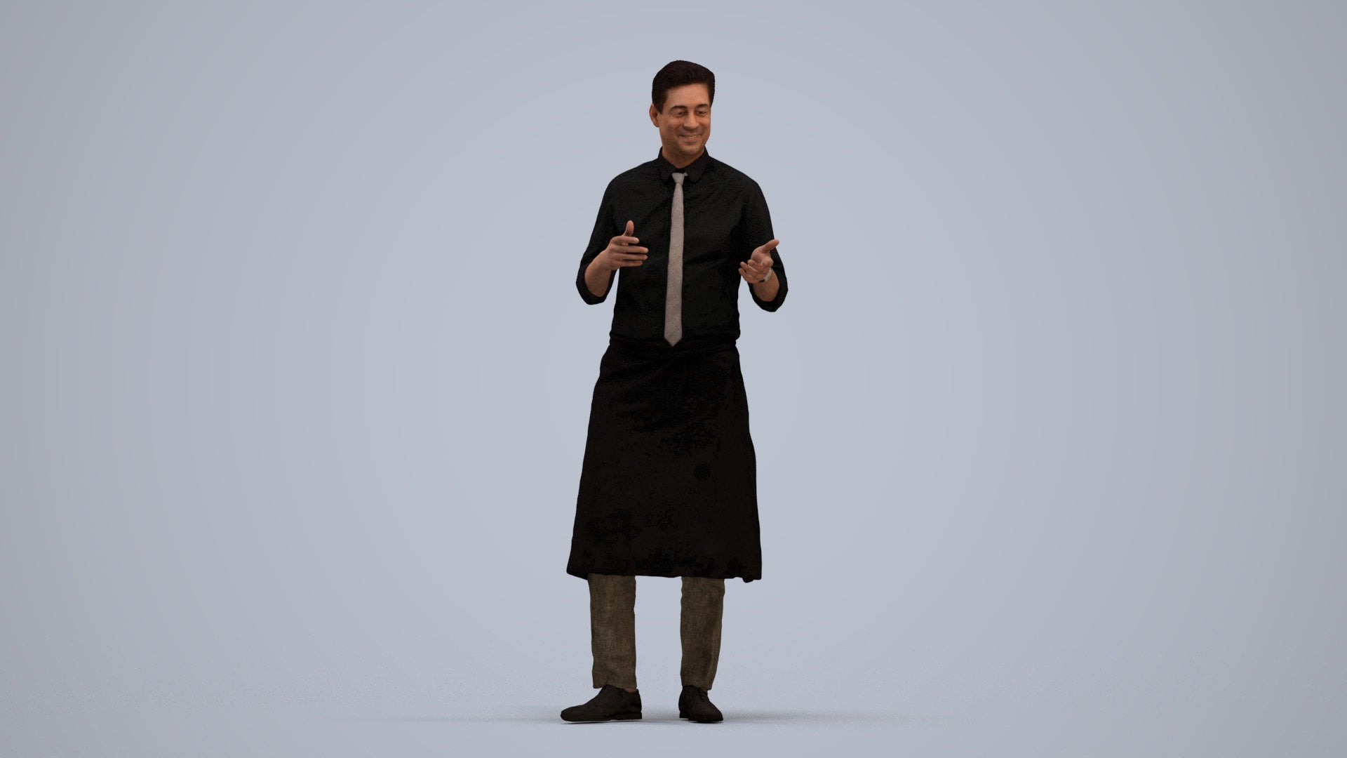 3D people model man hospitality, scanned human for 3ds Max rendering, standing pose render