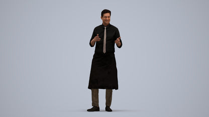 3D people model man hospitality, scanned human for 3ds Max rendering, standing pose render