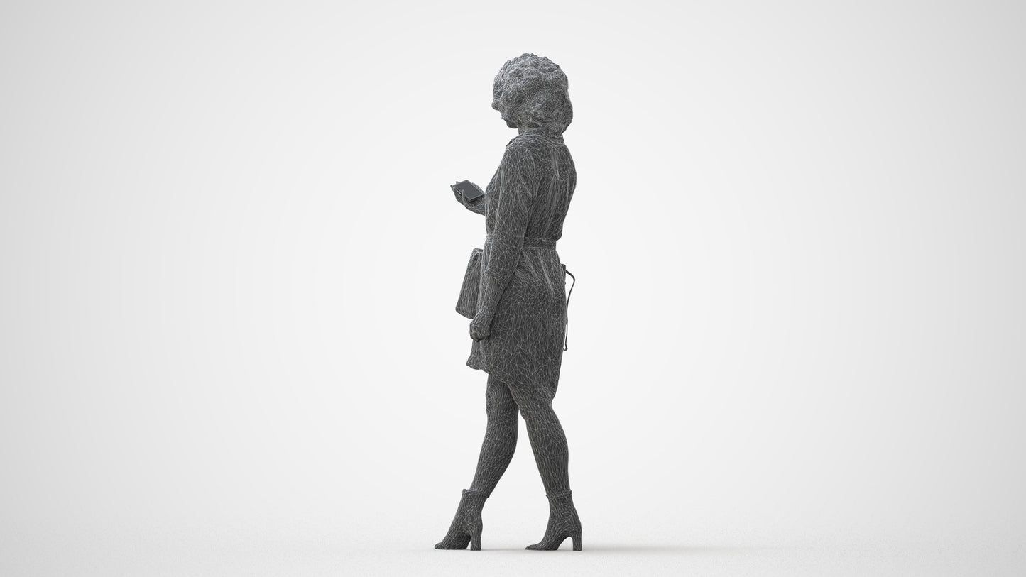 photogrammetry 3D woman casual walking, realistic human model archviz FBX, square thumbnail