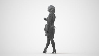 photogrammetry 3D woman casual walking, realistic human model archviz FBX, square thumbnail