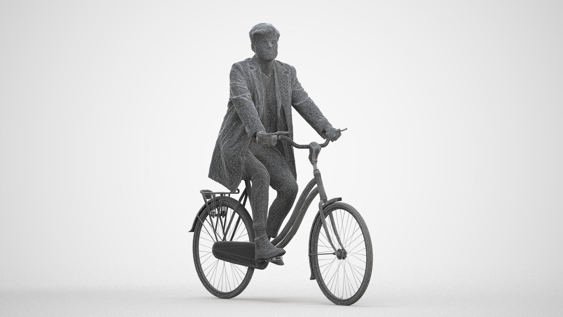 3D scanned man cycling business, photorealistic archviz people for Enscape and SketchUp, three-quarter front view render