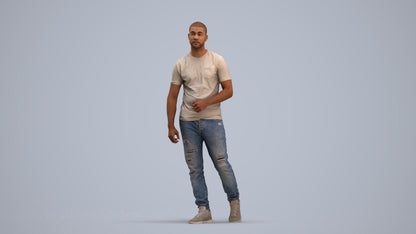 scanned 3D man casual walking, photogrammetry people for Enscape and V-Ray, standing pose render