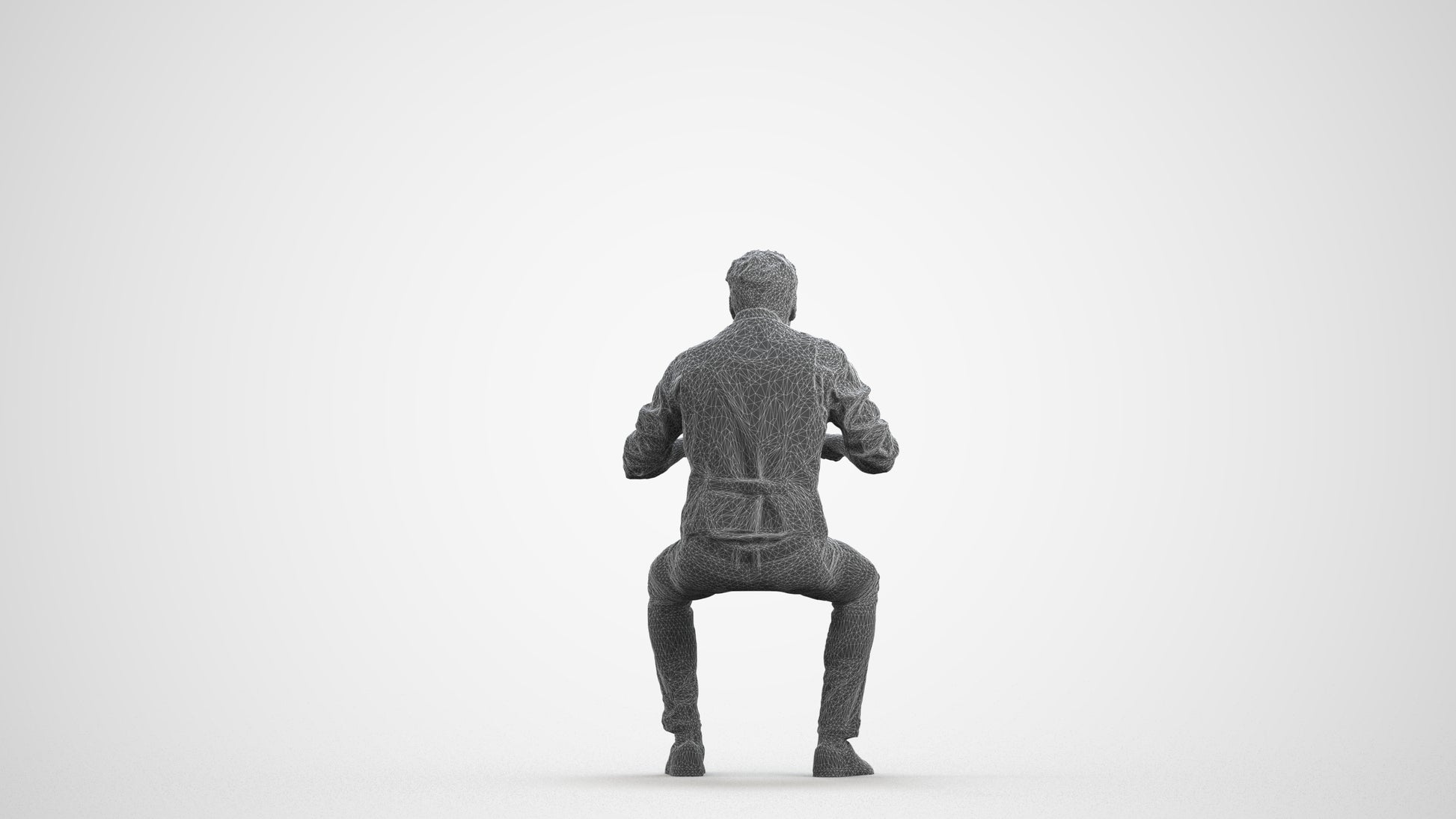 photogrammetry 3D man casual business, realistic human model archviz FBX, wireframe front view