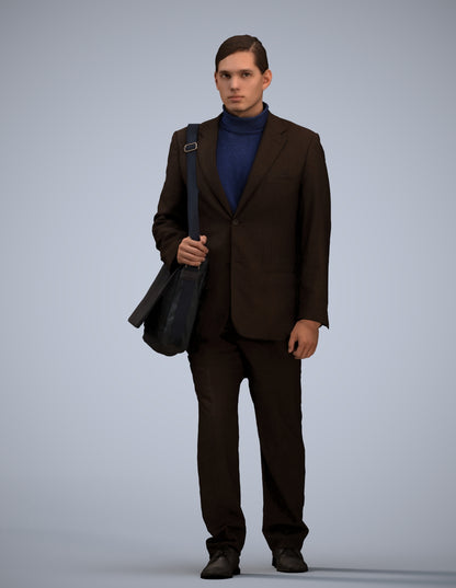 realistic 3D human man business walking, archviz people FBX OBJ for Blender