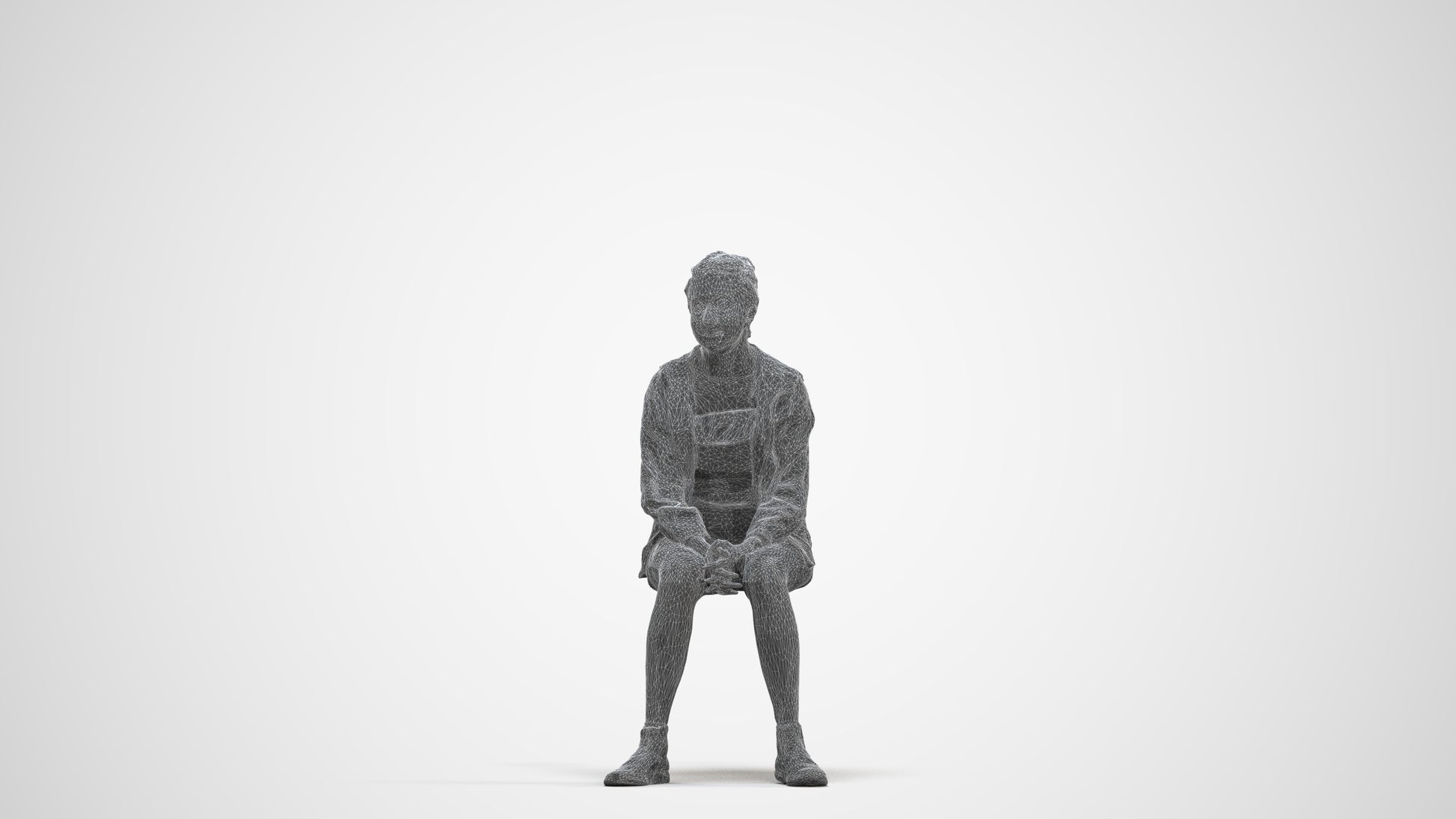 realistic 3D people woman casual sitting, render-ready for V-Ray and Corona, FBX OBJ, three-quarter front view render