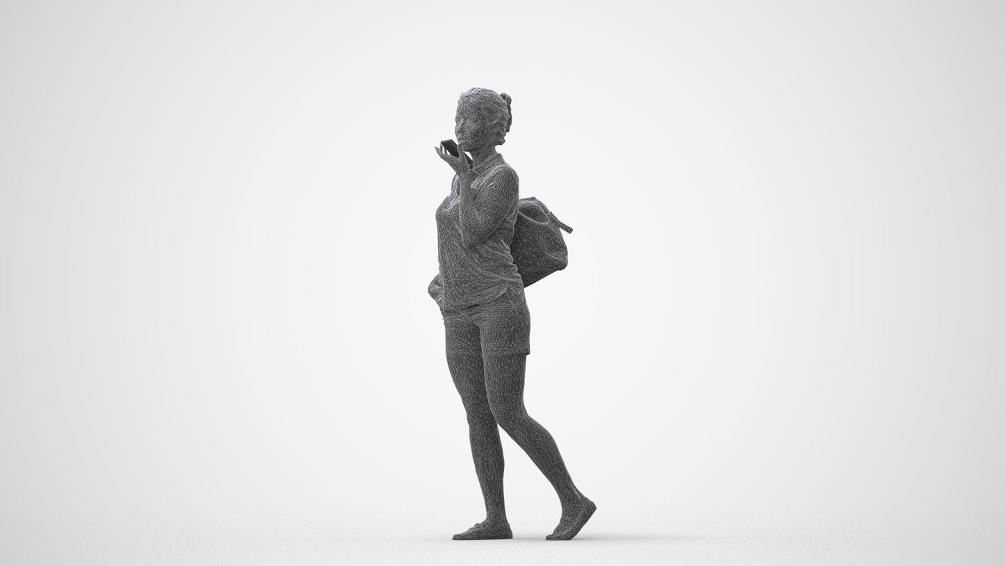 scanned 3D woman casual walking, photogrammetry people for Enscape and V-Ray, square thumbnail