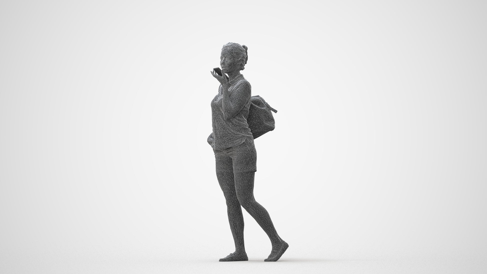 scanned 3D woman casual walking, photogrammetry people for Enscape and V-Ray, square thumbnail
