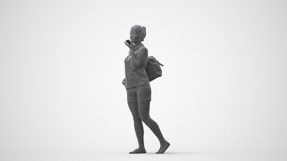scanned 3D woman casual walking, photogrammetry people for Enscape and V-Ray, square thumbnail