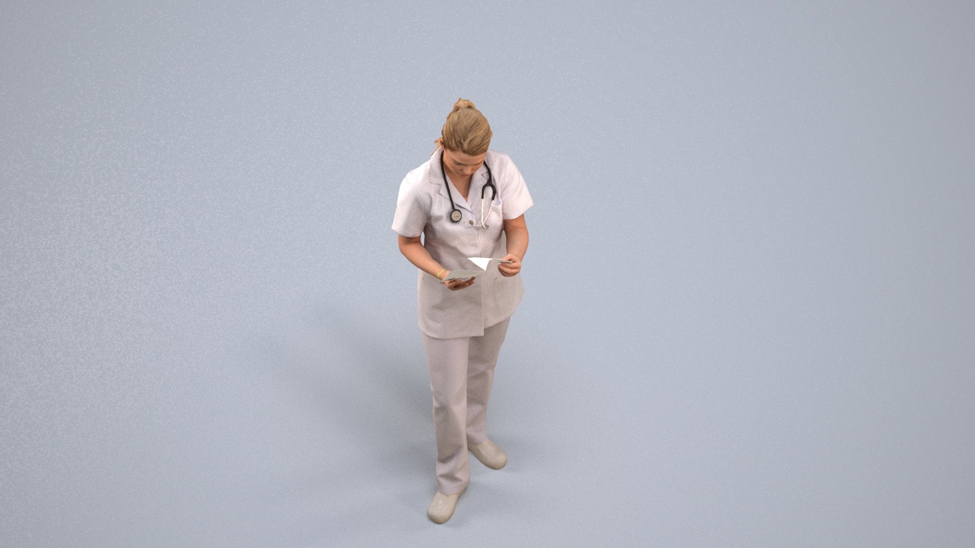 realistic 3D people woman medical, render-ready for V-Ray and Corona, FBX OBJ, back view render