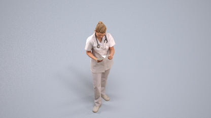 realistic 3D people woman medical, render-ready for V-Ray and Corona, FBX OBJ, back view render