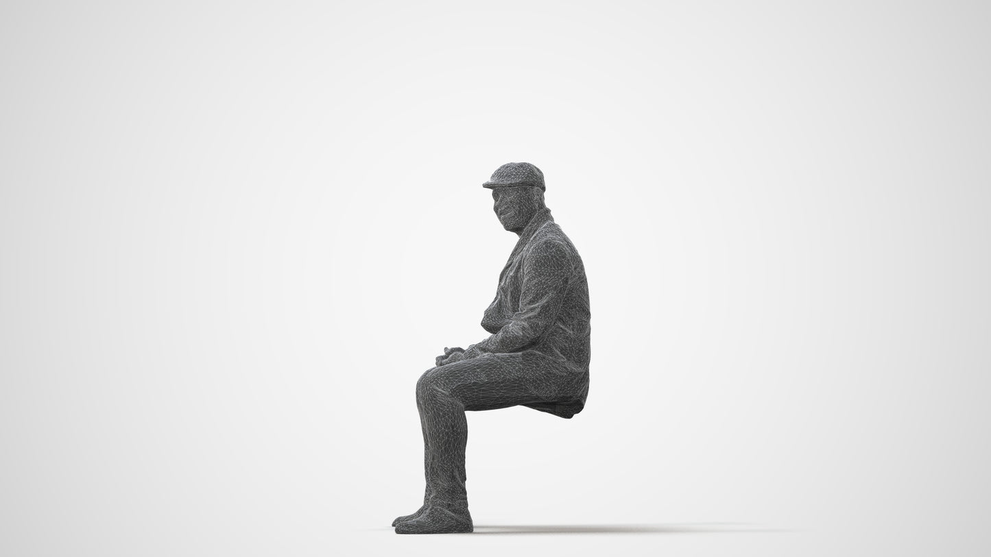 3D people model man casual sitting, scanned human for 3ds Max rendering, square thumbnail