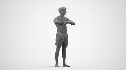 scanned 3D man pool, photogrammetry people for Enscape and V-Ray, wireframe side view