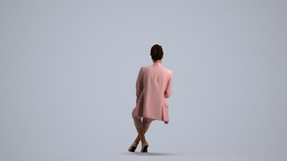 3D scanned woman sitting business, photorealistic archviz people for Enscape and SketchUp, front view render