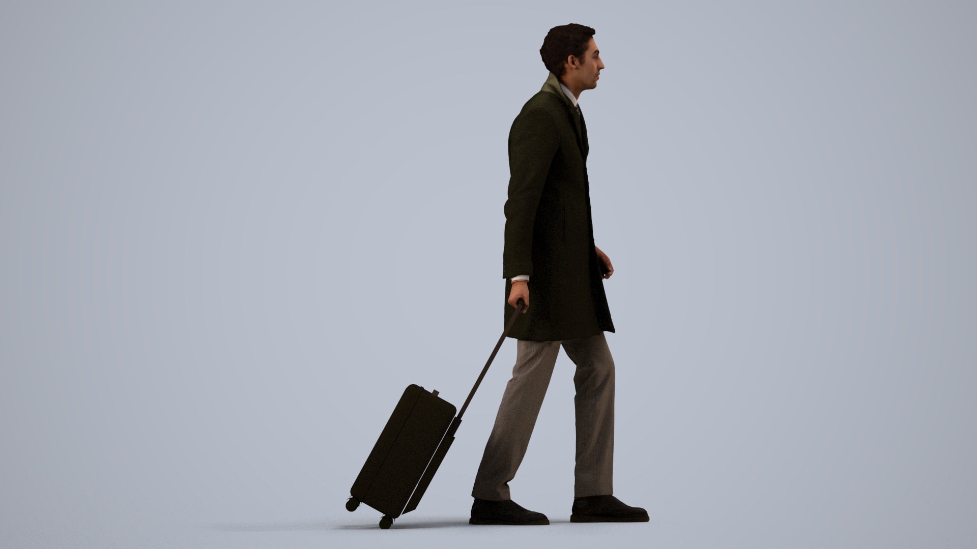 realistic 3D people man business, render-ready for V-Ray and Corona, FBX OBJ, side view render