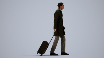 realistic 3D people man business, render-ready for V-Ray and Corona, FBX OBJ, side view render