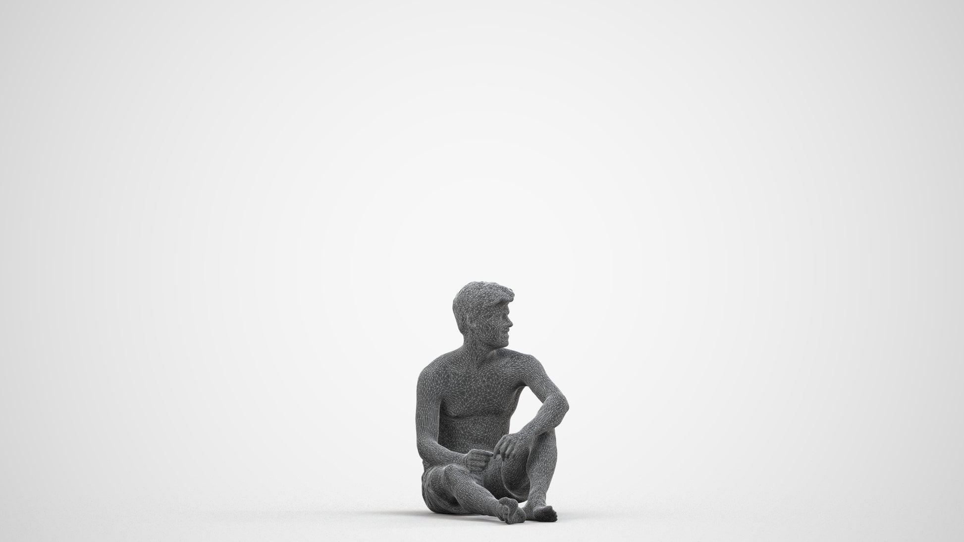 realistic 3D human man pool, archviz people FBX OBJ for Blender, wireframe side view