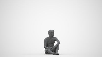 realistic 3D human man pool, archviz people FBX OBJ for Blender, wireframe side view