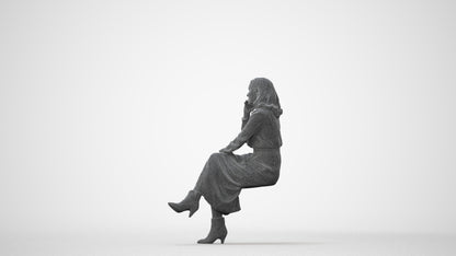 3D scanned woman sitting casual, photorealistic archviz people for Enscape and SketchUp, square thumbnail