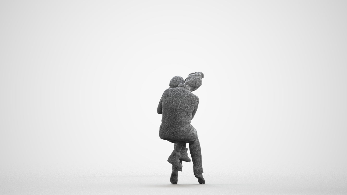 realistic 3D human girl kids, archviz people FBX OBJ for Blender, wireframe front view