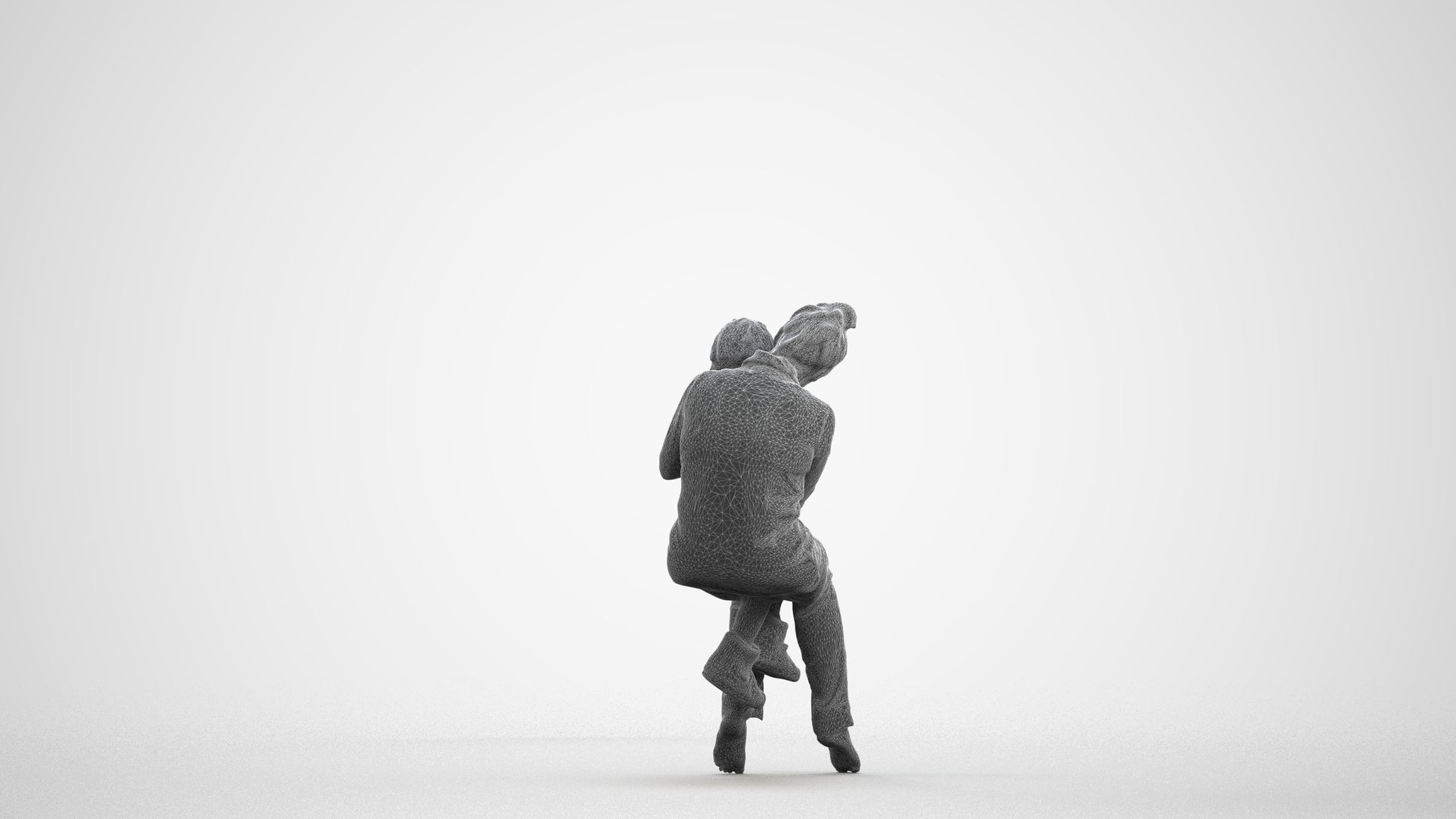 realistic 3D human girl kids, archviz people FBX OBJ for Blender, wireframe front view