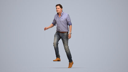 realistic 3D human man casual standing, archviz people FBX OBJ for Blender, top-down view render