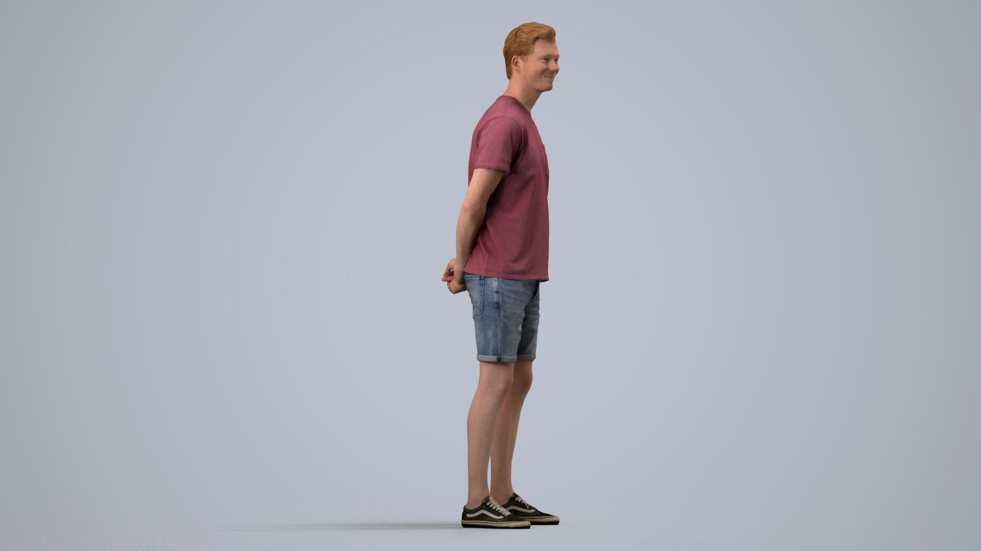 photogrammetry 3D man casual standing, realistic human model archviz FBX, side view render