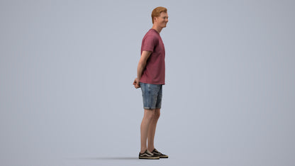 photogrammetry 3D man casual standing, realistic human model archviz FBX, side view render