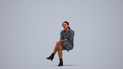 3D scanned woman sitting casual, photorealistic archviz people for Enscape and SketchUp, standing pose render