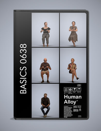 realistic 3D humans sitting pack, 5 archviz people FBX OBJ for Blender