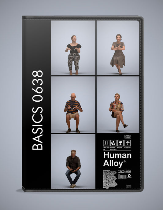 realistic 3D humans sitting pack, 5 archviz people FBX OBJ for Blender