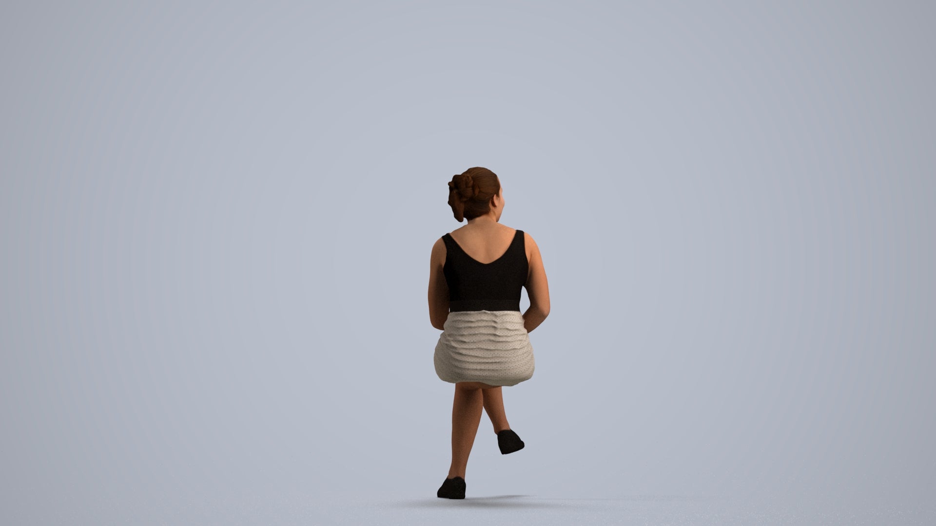 realistic 3D human girl casual kids, archviz people FBX OBJ for Blender, front view render